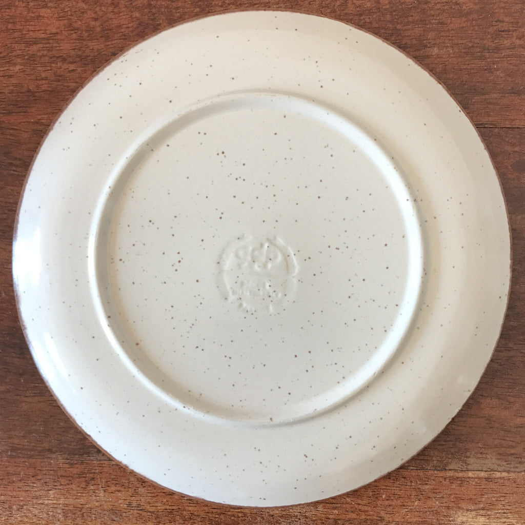 Assiette à dessert  vintage ADP mouchetées décor chardon années 70 diamètre 21 cm par Hello Broc brocante en ligne