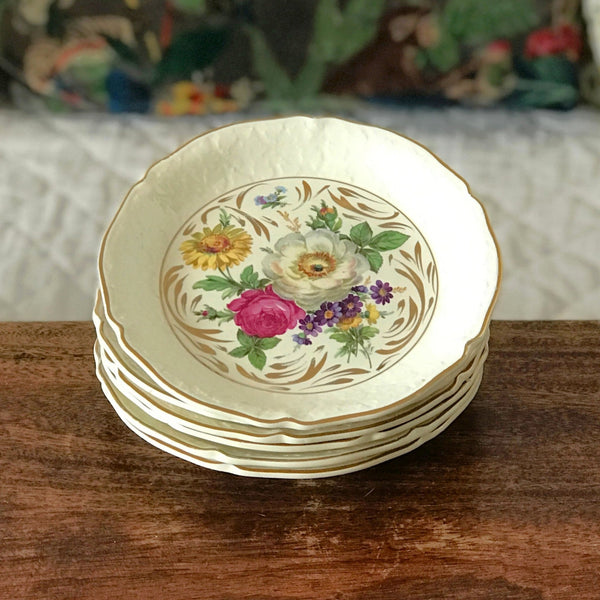 Ensemble de 6 assiettes à dessert en céramique de Céranord France décor bouquet fleurs par Hello Broc brocante en ligne