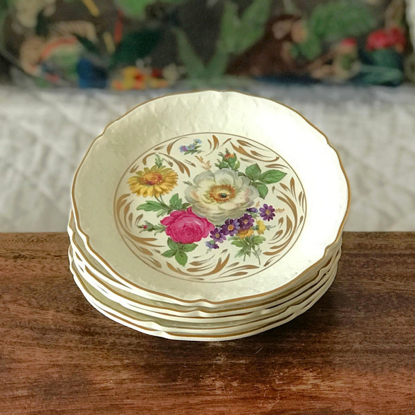 Ensemble de 6 assiettes à dessert en céramique de Céranord France décor bouquet fleurs par Hello Broc brocante en ligne