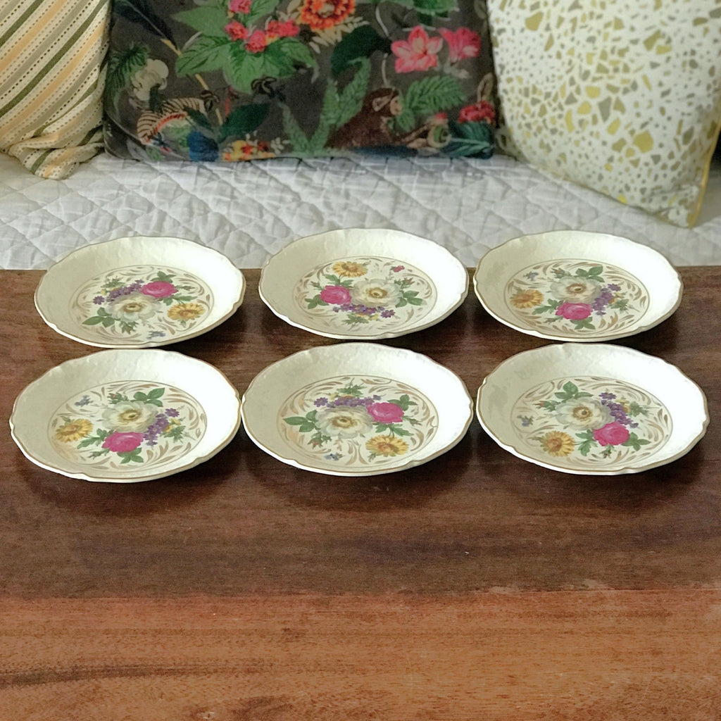 Ensemble de 6 assiettes à dessert en céramique de Céranord France décor bouquet fleurs par Hello Broc brocante en ligne