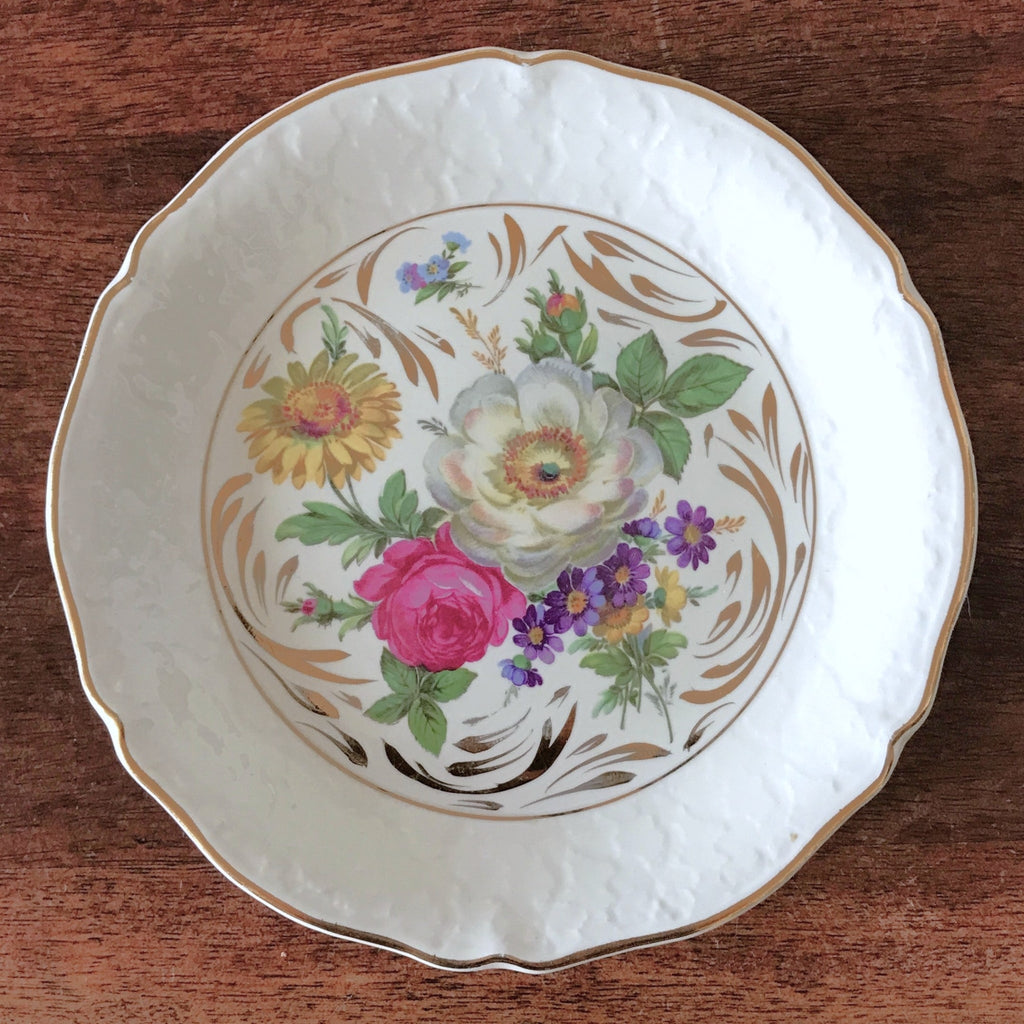 Ensemble de 6 assiettes à dessert en céramique de Céranord France décor bouquet fleurs par Hello Broc brocante en ligne