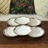 Lot de 6 assiettes à dessert en porcelaine de Limoges bordure jaune et fleurs multicolores par Hello Broc brocante en ligne