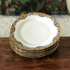 Lot de 6 assiettes à dessert en porcelaine de Limoges bordure jaune et fleurs multicolores par Hello Broc brocante en ligne