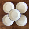 Lot de 5 assiettes à dessert en porcelaine blanche liserés doré et bleu UML France diamètre de 20,5 cm par Hello Broc brocante en ligne