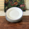Lot de 5 assiettes à dessert en porcelaine blanche liserés doré et bleu UML France diamètre de 20,5 cm par Hello Broc brocante en ligne