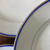 Lot de 5 assiettes à dessert en porcelaine blanche liserés doré et bleu UML France diamètre de 20,5 cm par Hello Broc brocante en ligne