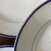 Lot de 5 assiettes à dessert en porcelaine blanche liserés doré et bleu UML France diamètre de 20,5 cm par Hello Broc brocante en ligne