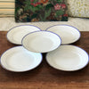 Lot de 5 assiettes à dessert en porcelaine blanche liserés doré et bleu UML France diamètre de 20,5 cm par Hello Broc brocante en ligne