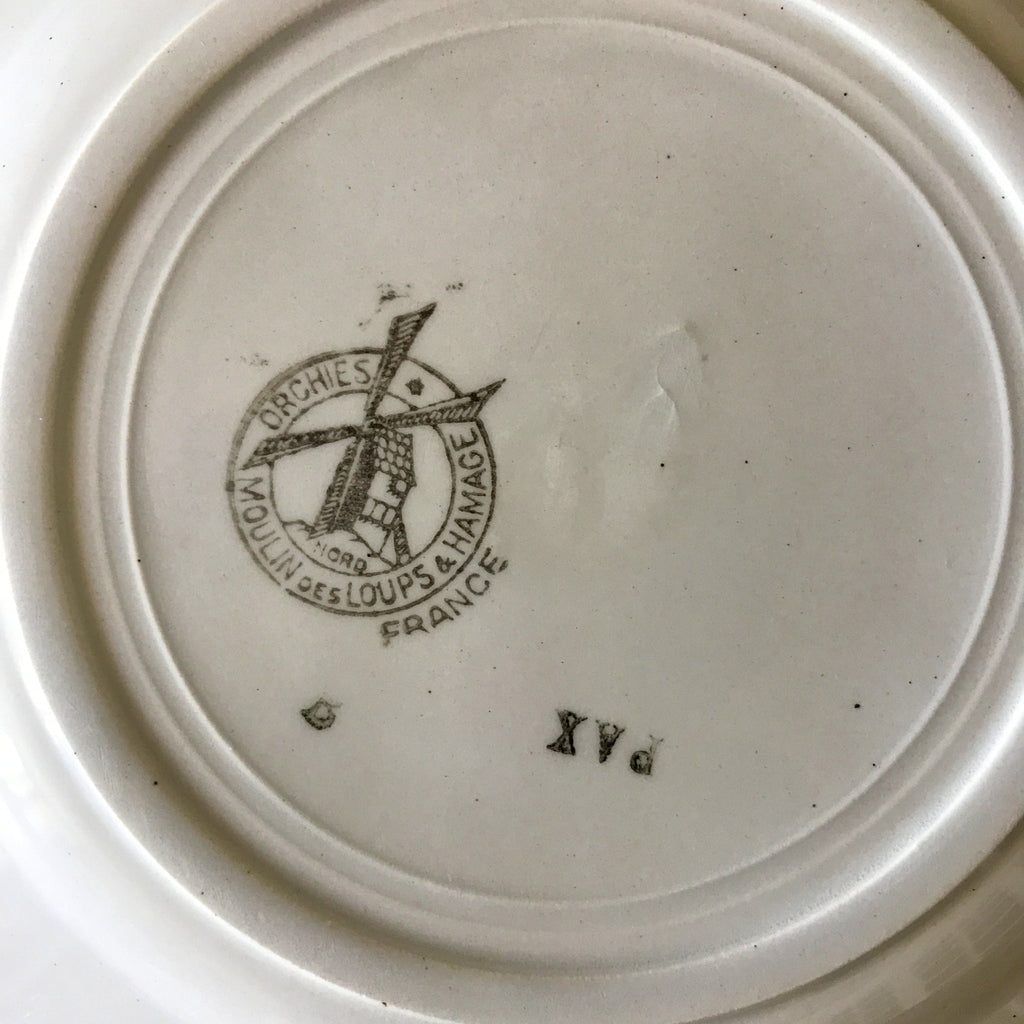 Lot de 6 assiettes à dessert Art Déco décor Pax par Moulin des Loups et Hamage Orchies France diamètre de 19 cm par Hello Broc brocante en ligne