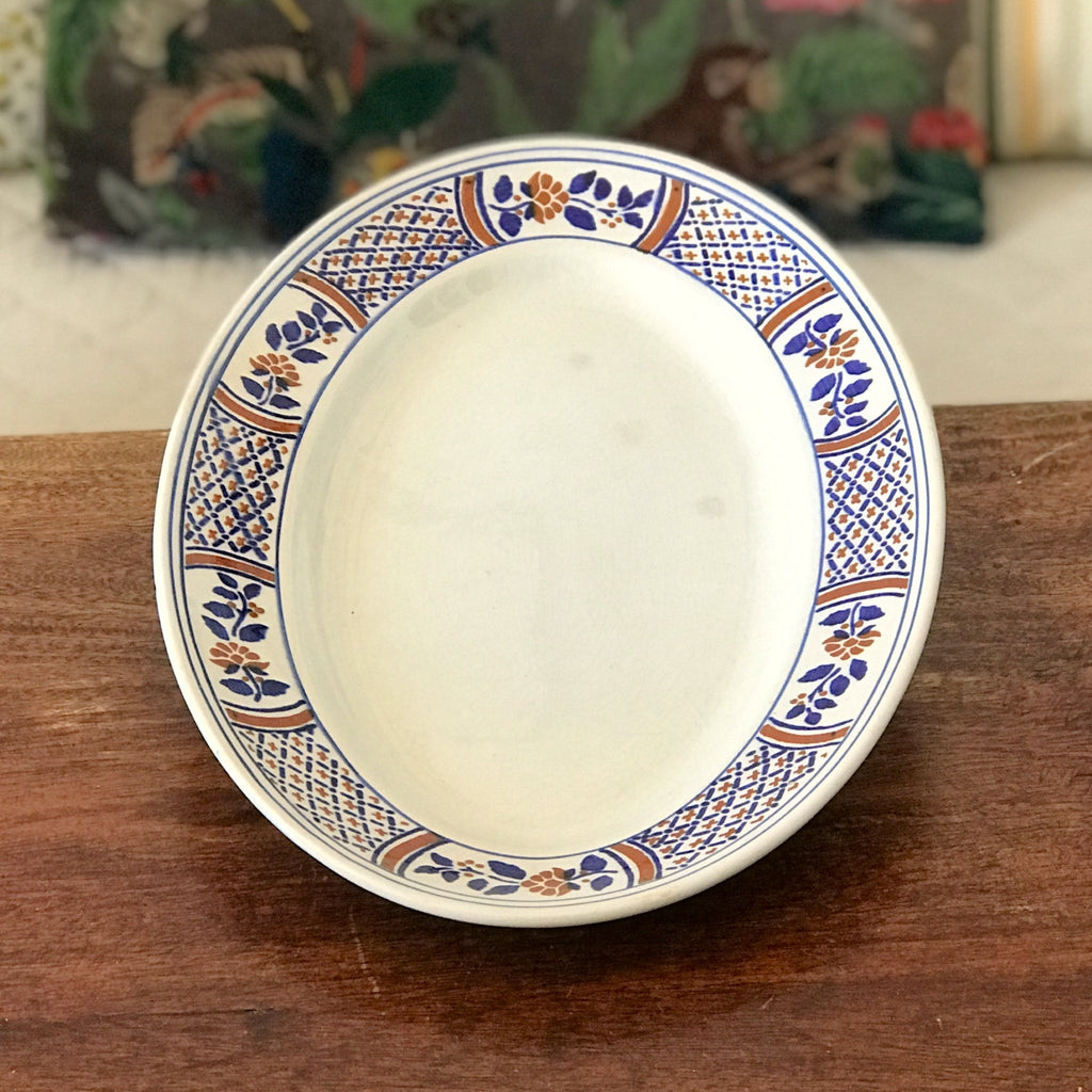 Plat ovale ancien en faïence de Lunéville Keller & Guérin décor Rouennais dimensions 32 x 22 cm par Hello Broc brocante en ligne