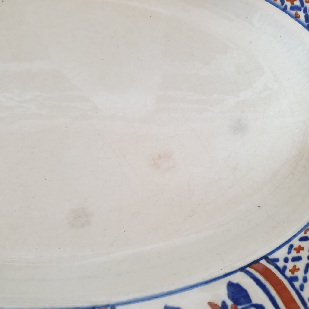 Plat ovale ancien en faïence de Lunéville décor Rouennais par Hello Broc brocante en ligne