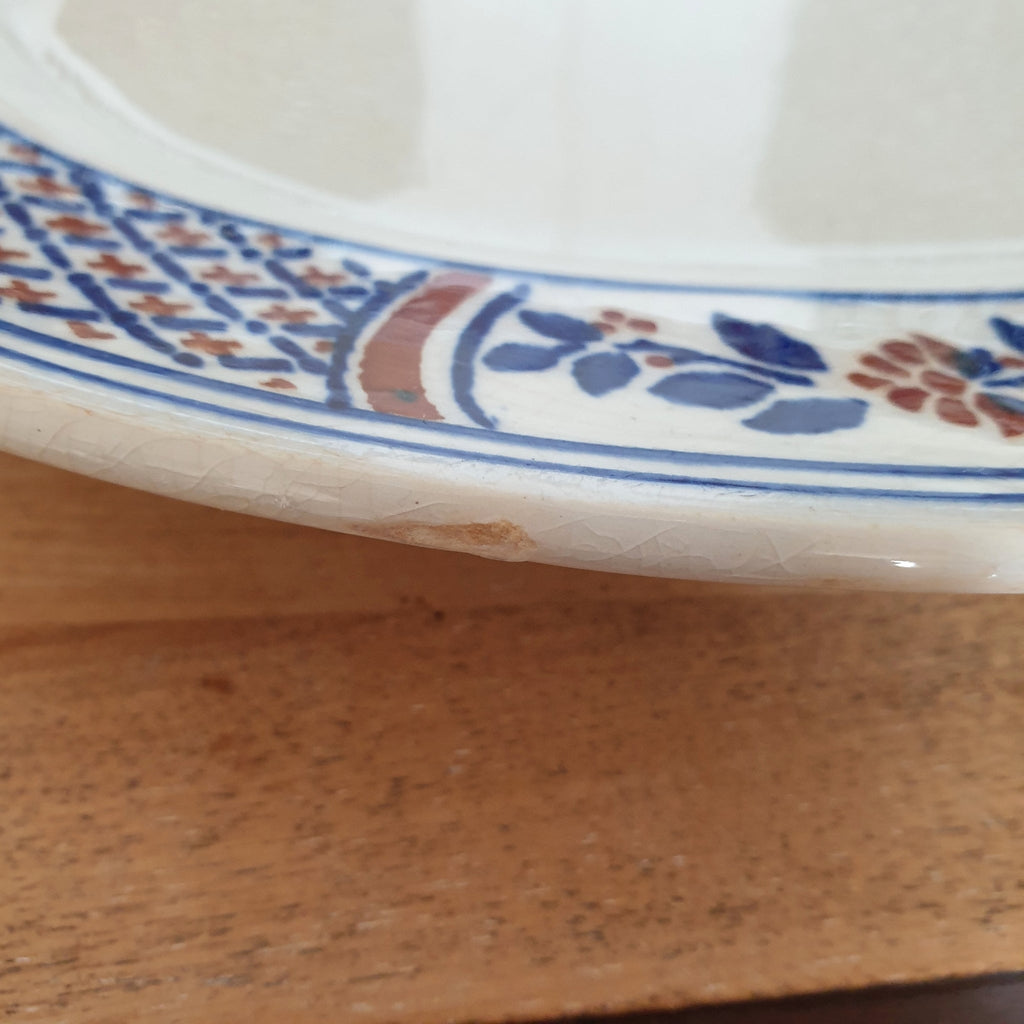 Plat ovale ancien en faïence de Lunéville décor Rouennais par Hello Broc brocante en ligne