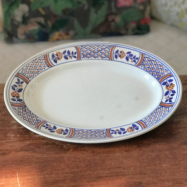 Plat ovale ancien en faïence de Lunéville décor Rouennais par Hello Broc brocante en ligne