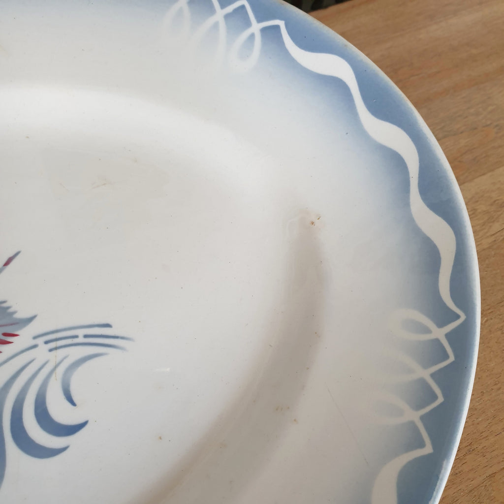 Plat de service et de présentation vintage ovale en faïence décor Juliette de Digoin Sarreguemines par Hello Broc brocante en ligne