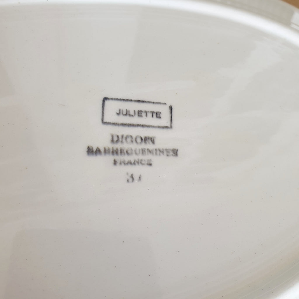 Plat de service et de présentation vintage ovale en faïence décor Juliette de Digoin Sarreguemines par Hello Broc brocante en ligne