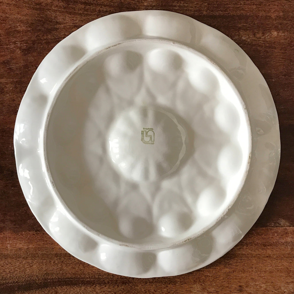 Grand plat de service rond en barbotine pour huîtres, fruits de mer et coquillages Sarreguemines par Hello Broc brocante en ligne