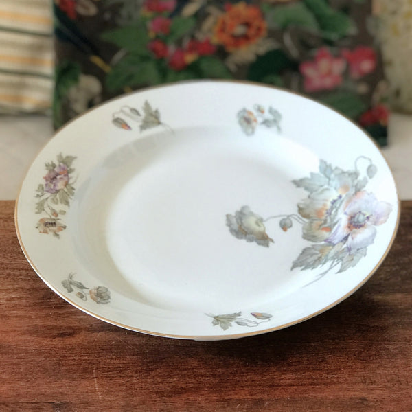Grand plat rond légèrement creux en porcelaine de Limoges ULIM décor pavots diamètre de 31 cm par Hello Broc brocante en ligne