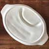 Grand plat à asperges en céramique blanche longueur 43 cm par Hello Broc brocante en ligne