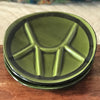 Lot de 3 assiettes à fondue vintage de Niderviller émaillées vert kaki bordure noire par Hello Broc brocante en ligne
