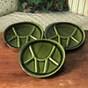 Lot de 3 assiettes à fondue vintage de Niderviller émaillées vert kaki bordure noire par Hello Broc brocante en ligne