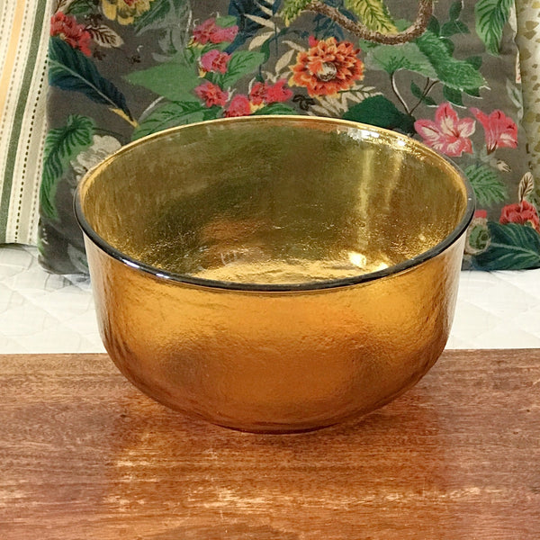 Saladier vintage en verre ambré Codec années 70 par Hello Broc brocante en ligne