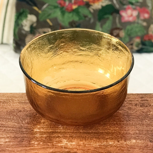 Saladier vintage en verre ambré Codec par Hello Broc brocante en ligne
