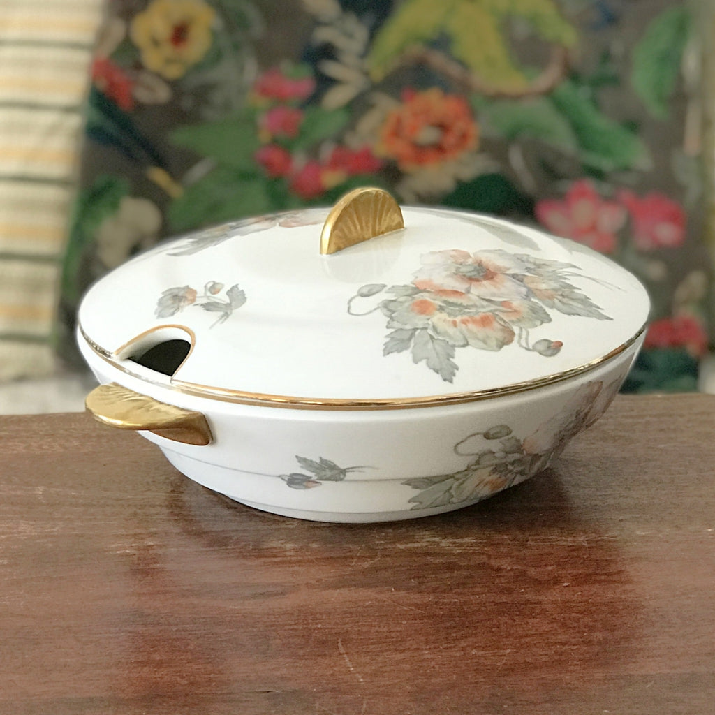 Grande soupière Art Déco ULIM en porcelaine de Limoges décor fleurs de pavot par Hello Broc brocante en ligne