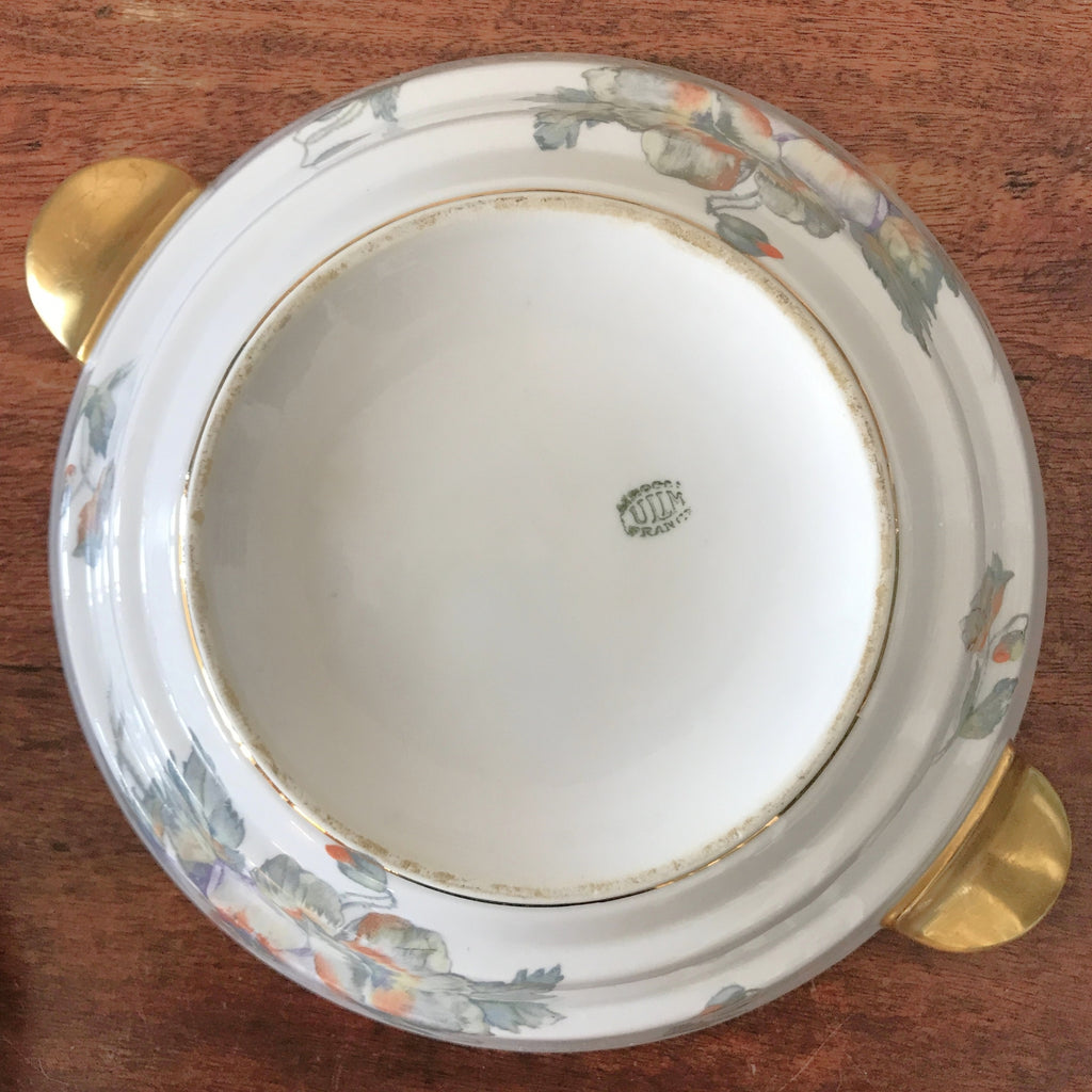 Grande soupière Art Déco ULIM en porcelaine de Limoges décor fleurs de pavot par Hello Broc brocante en ligne