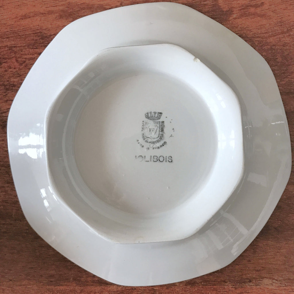Présentoir à gâteau sur pied Art Déco Pexonne porcelaine opaque décor Jolibois Circa 1920 par Hello Broc brocante en ligne