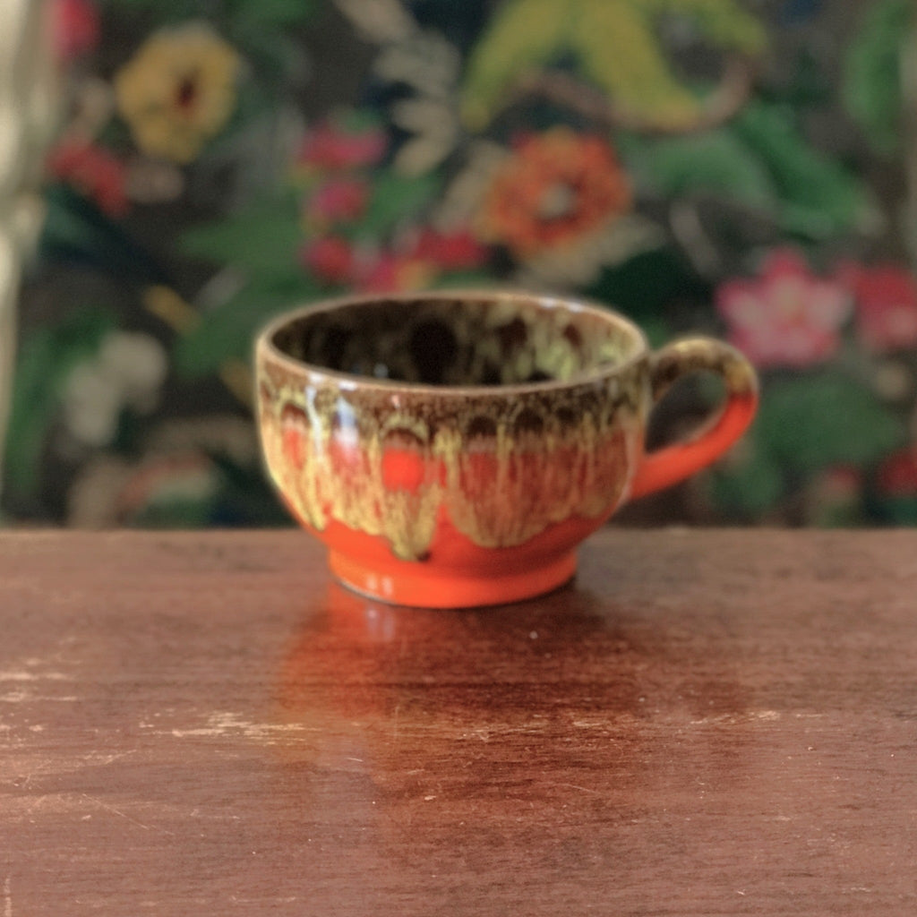 Bol à bouillon vintage orange et marron en céramique de Vallauris années 70 par Hello Broc brocante en ligne