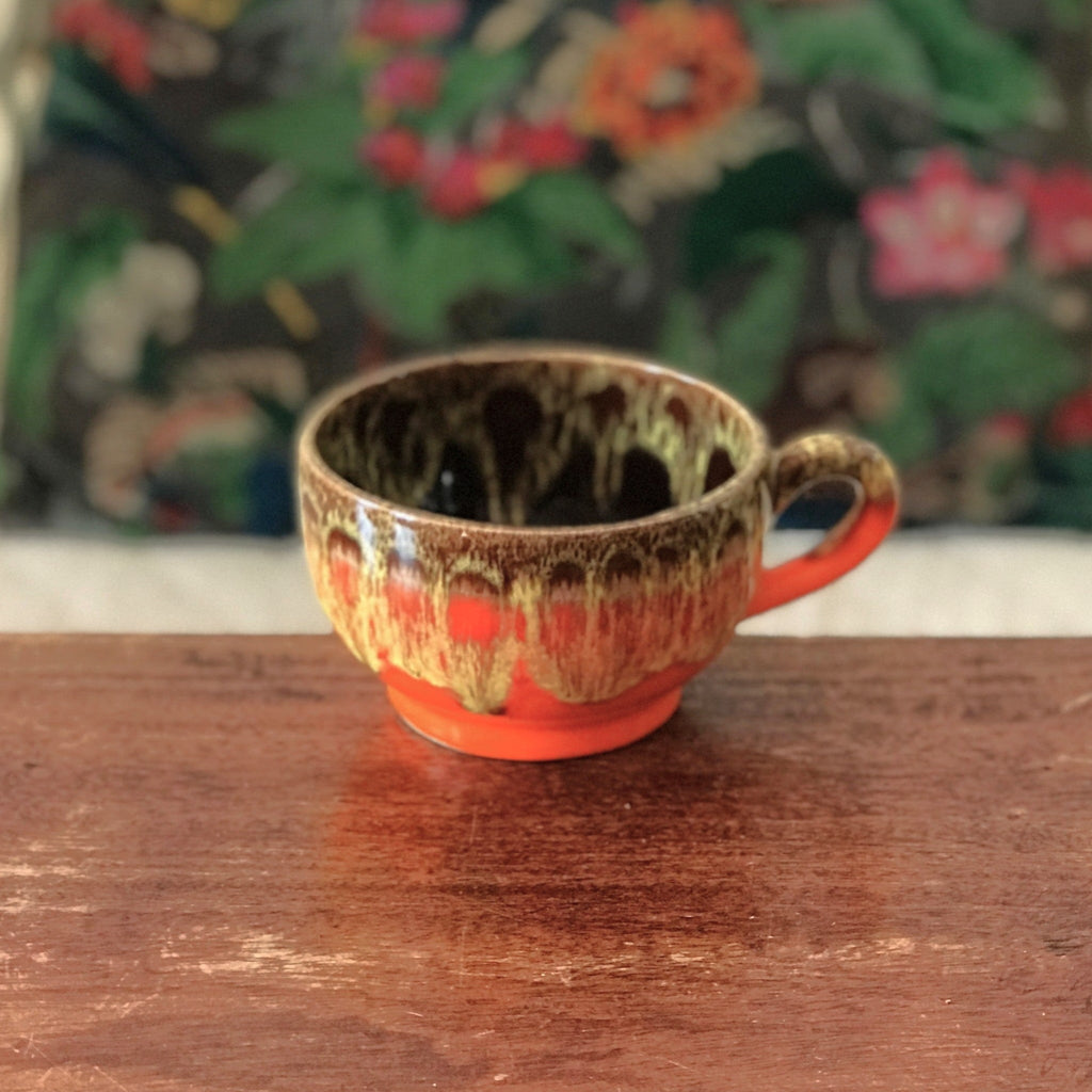 Bol à bouillon vintage orange et marron en céramique de Vallauris années 70 par Hello Broc brocante en ligne