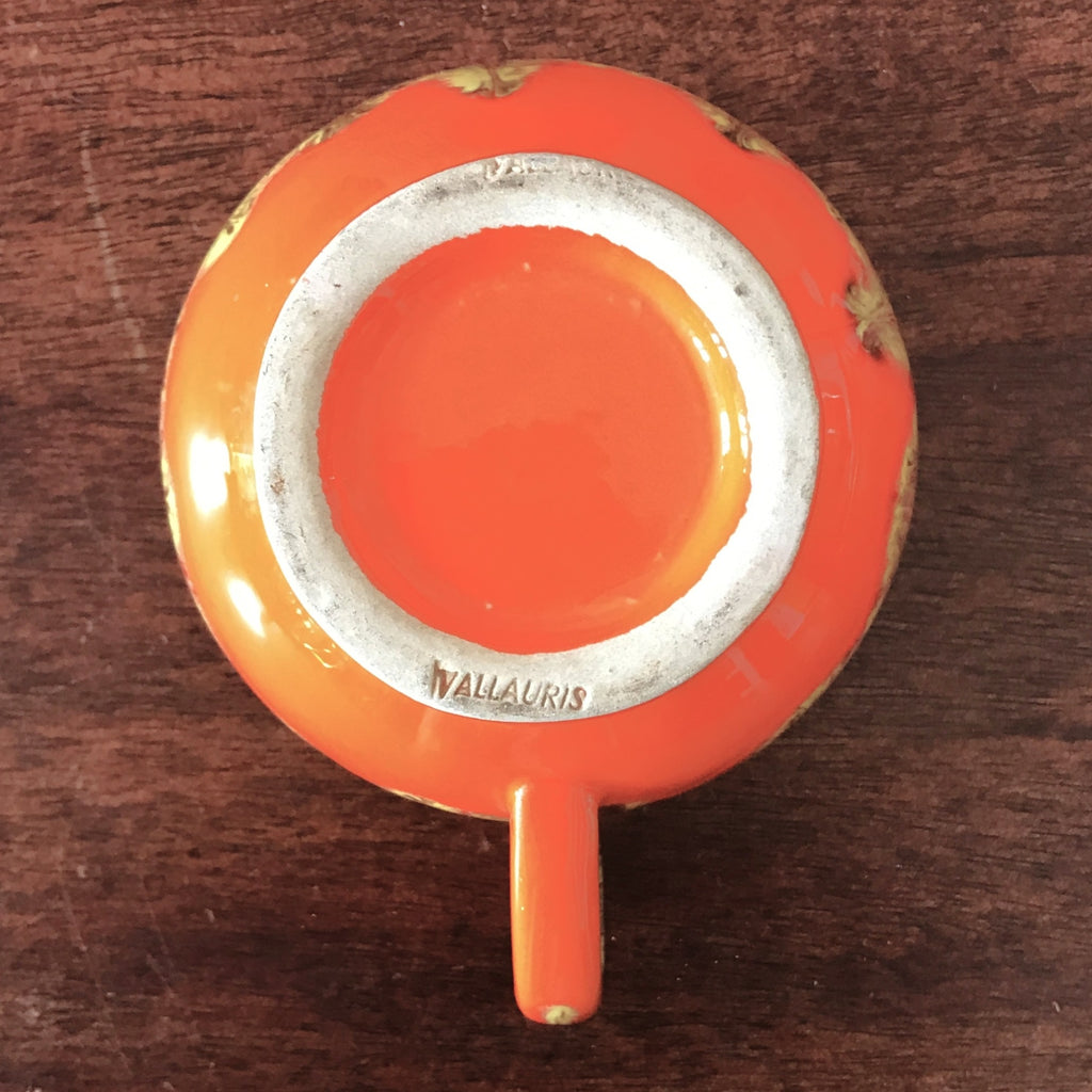 Bol à bouillon vintage orange et marron en céramique de Vallauris années 70 par Hello Broc brocante en ligne