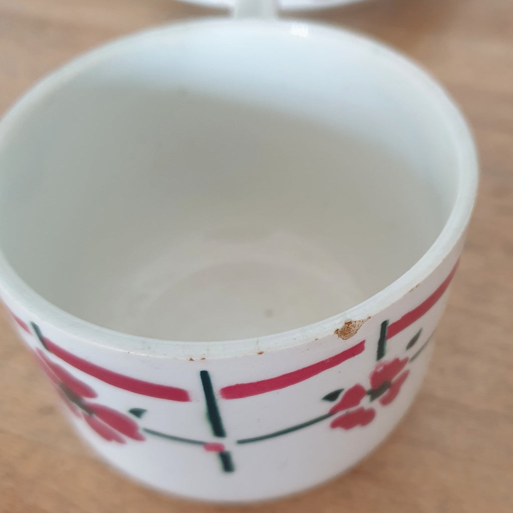 Ensemble de 3 tasses et sous-tasses à café décor Monique de Céranord Saint Amand Nord par Hello Broc brocante en ligne