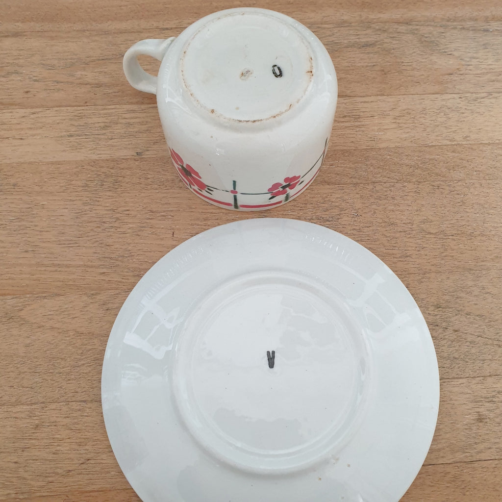 Ensemble de 3 tasses et sous-tasses à café décor Monique de Céranord Saint Amand Nord par Hello Broc brocante en ligne