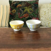 Ensemble de 2 bols en céramique jaune pois blancs et quadrillé gris et jaune par Hello Broc brocante en ligne