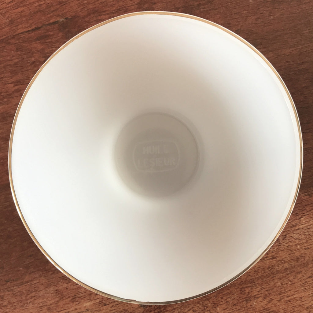 Lot 4 bols Huile Lesieur vintage en verre opalin blanc par Hello Broc brocante en ligne