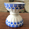Paire de grands bols à café dits de grand-mère à facettes en faïence attribution Digoin Sarreguemines décor bleu Art Déco par Hello Broc brocante en ligne
