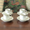 Ensemble de 4 tasses à café et 4 soucoupes coordonnées en porcelaine blanche France par Hello Broc brocante en ligne