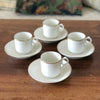Ensemble de 4 tasses à café et 4 soucoupes coordonnées en porcelaine blanche de France par Hello Broc brocante en ligne