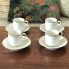 Ensemble de 4 tasses à café et 4 soucoupes coordonnées en porcelaine blanche de France par Hello Broc brocante en ligne
