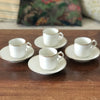 Ensemble de 4 tasses à café et 4 soucoupes coordonnées en porcelaine blanche de France par Hello Broc brocante en ligne