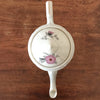 Théière cafetière en porcelaine blanche décor gris et rose fleurs stylisées par Hello Broc brocante en ligne