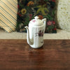 Théière cafetière en porcelaine blanche décor gris et rose fleurs stylisées par Hello Broc brocante en ligne