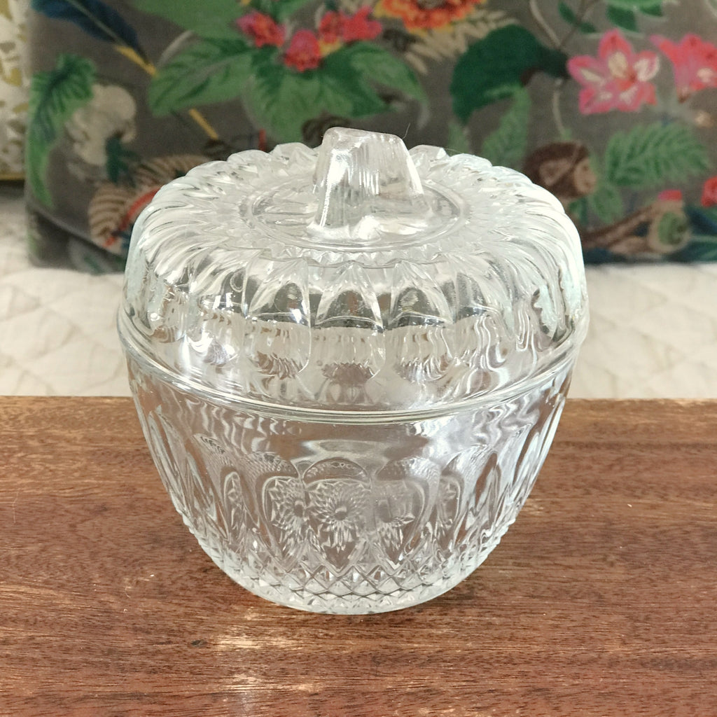 Sucrier vintage en verre moulé de Reims France par Hello Broc brocante en ligne