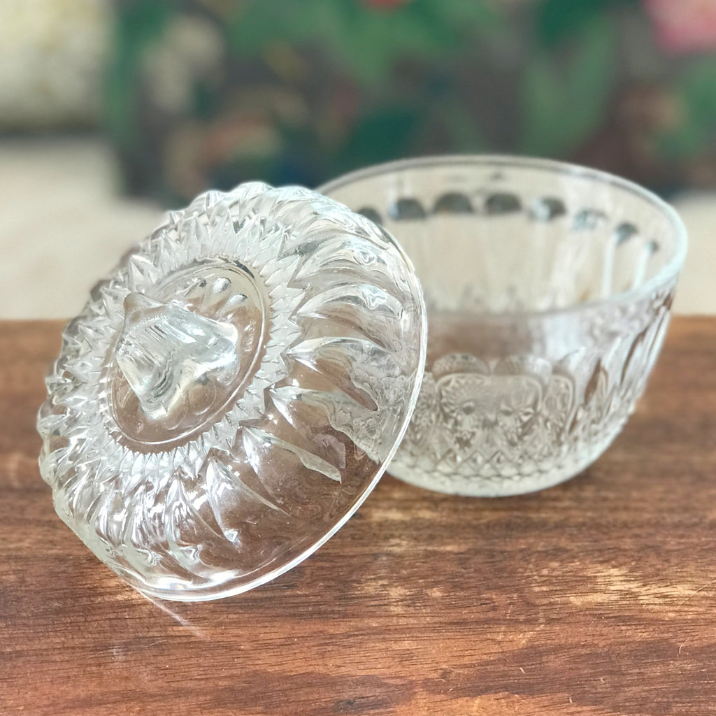 Sucrier vintage en verre moulé de Reims France par Hello Broc brocante en ligne