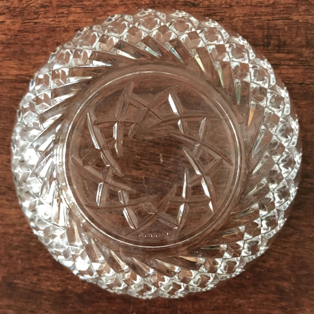 Bonbonnière sucrier drageoir vintage en verre moulé incolore par Hello Broc brocante en ligne