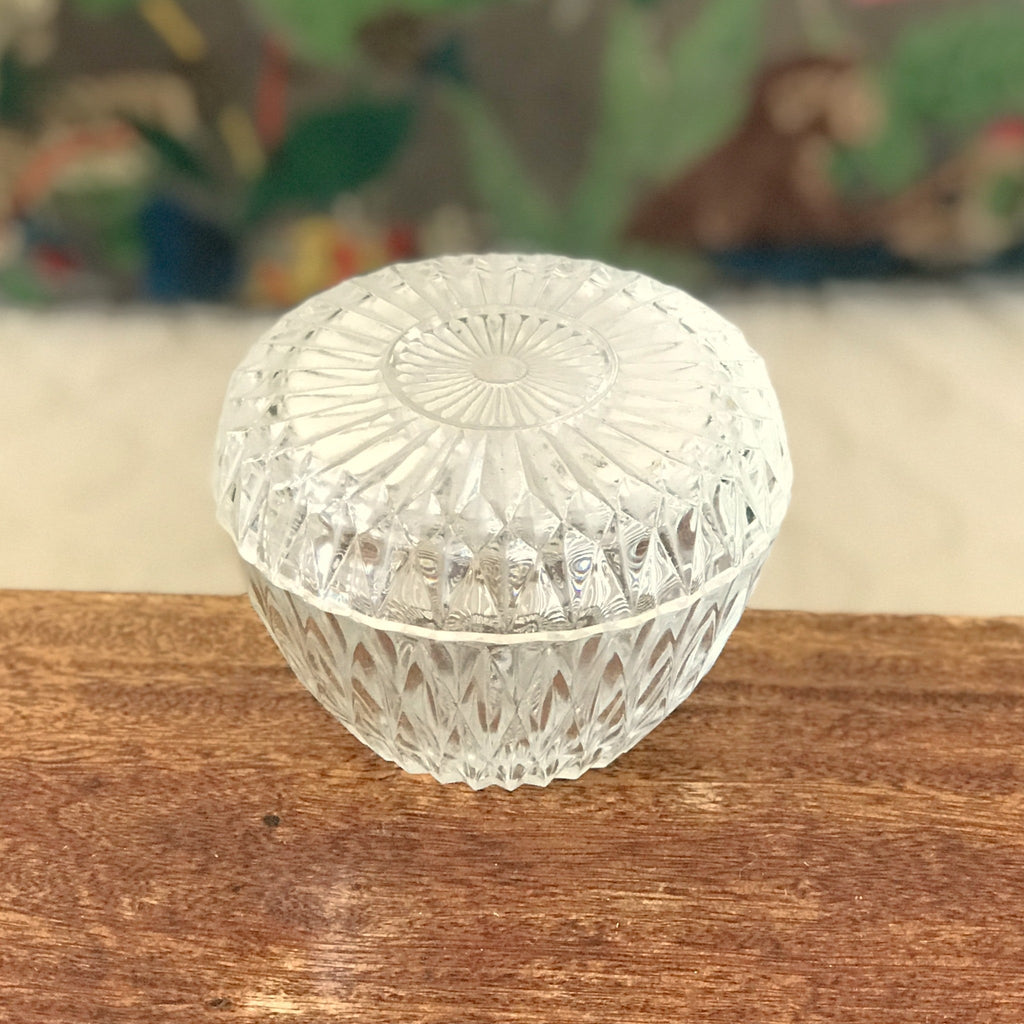 Sucrier vintage en verre moulé Duralex France modèle Diamant forme pomme par Hello Broc brocante en ligne