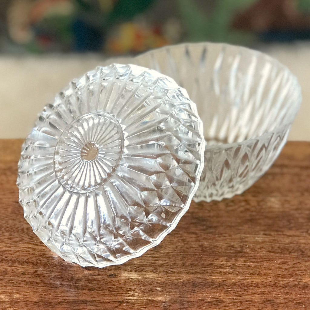 Sucrier vintage en verre moulé Duralex France modèle Diamant forme pomme par Hello Broc brocante en ligne
