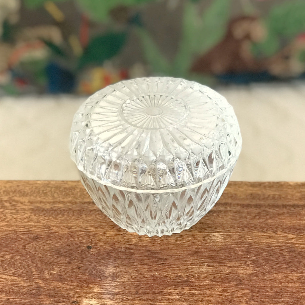 Sucrier vintage en verre moulé Duralex France modèle Diamant forme pomme par Hello Broc brocante en ligne