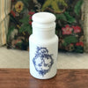Grand bocal style pot d'apothicaire vintage en verre opalin blanc décor bleu made in Italy par Hello Broc brocante en ligne